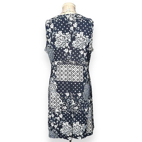 TOMMY HILFIGER Bali Patchwork Jersey Dress Sheath Sleeveless Blue Cocktail 12 - Picture 8 of 12